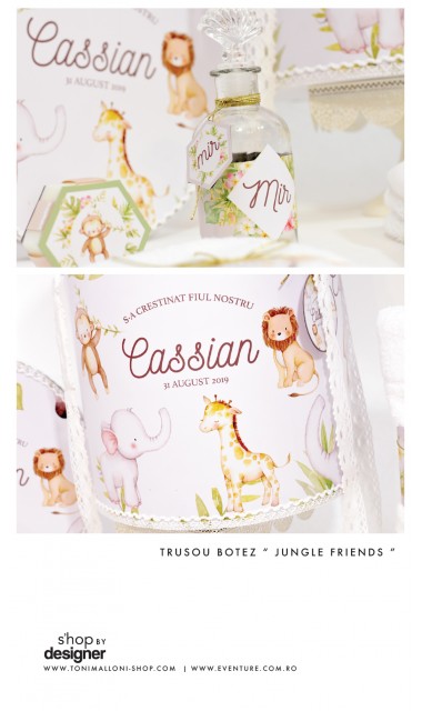 Trusou de botez brodat pentru baieti cu broderie personalizata, Cartea Junglei 1